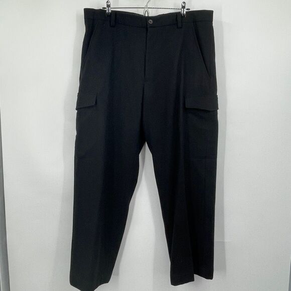Banana Republic 38x32 Heavy Black Wool Blend Baggy Mens Cargo Pants - Picture 1 of 9